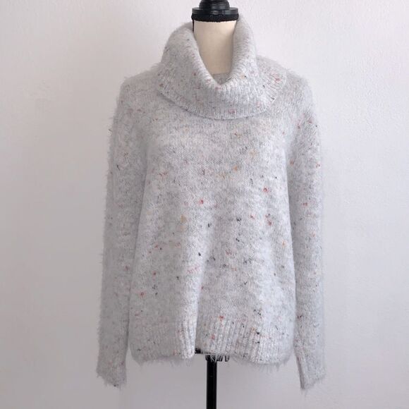 Lou & Grey for Loft Fuzzy Confetti Speckled Oversized Turtleneck Sweater Sz M - Picture 3 of 10